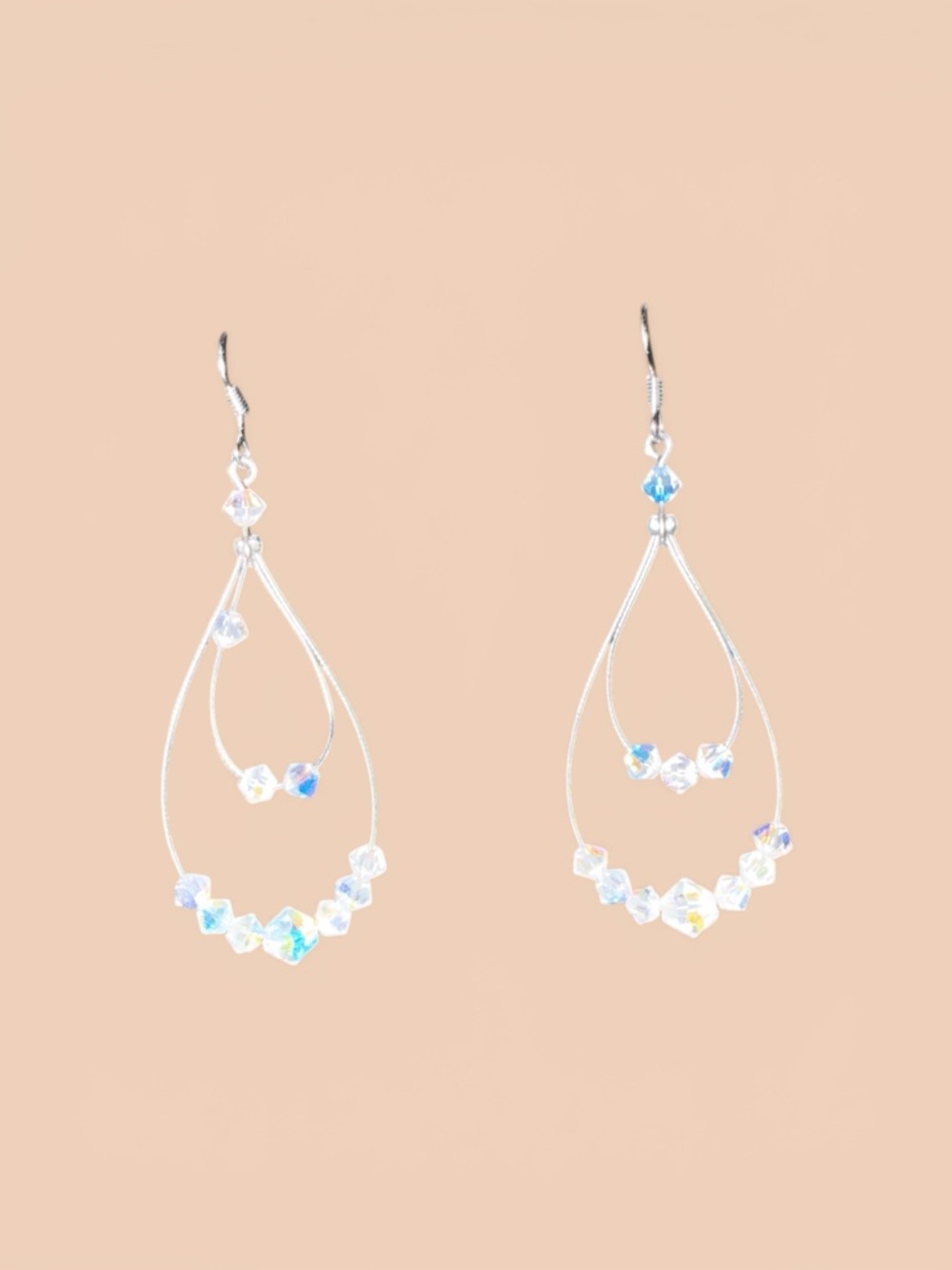 #361–❤️$5/$25❤️Crystal Teardrop Dangle Earrings - Iridescent